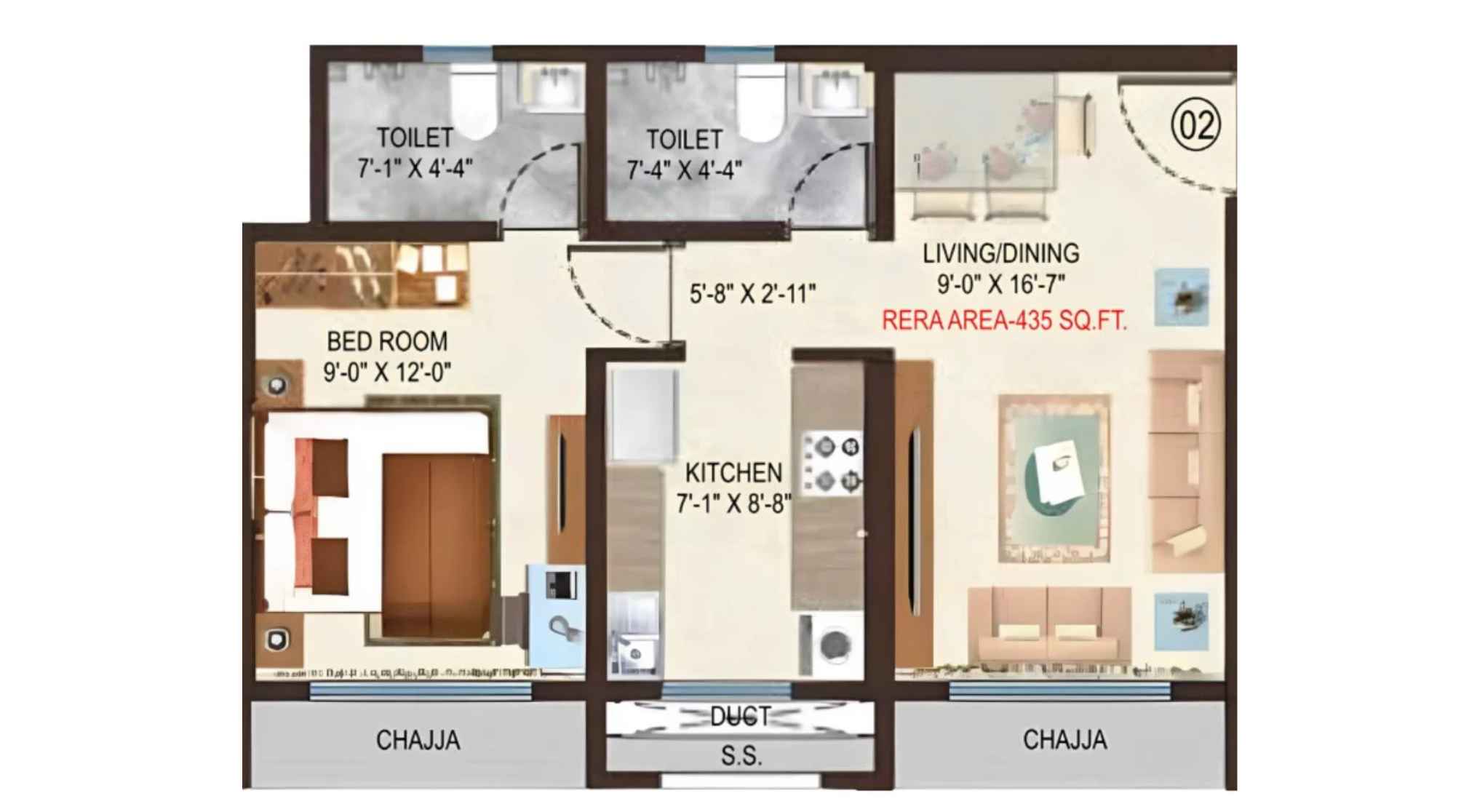 Shristi-Residency-Floor-Plan-1-BHK-415-Sqft